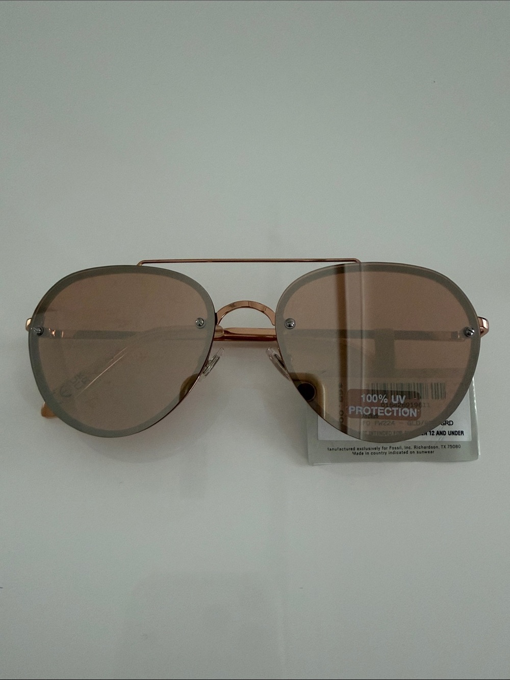 LOW START Fossil Rose Gold Aviator Sunglasses - Picture 8 of 8